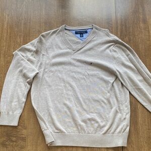 Tommy Hilfiger Men's Light Tan V-Neck Sweater